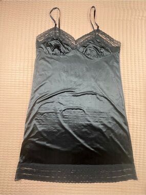 VTG Metropolitan Black Lace-Trim Nylon Slip Dress 2X